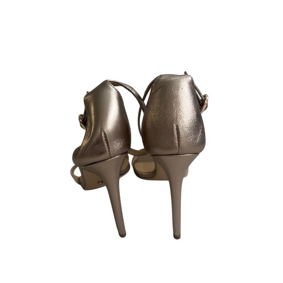 TONY BIANCO Brushed Gold Leather Stiletto Heels Sandals Size 7 - Picture 7 of 9